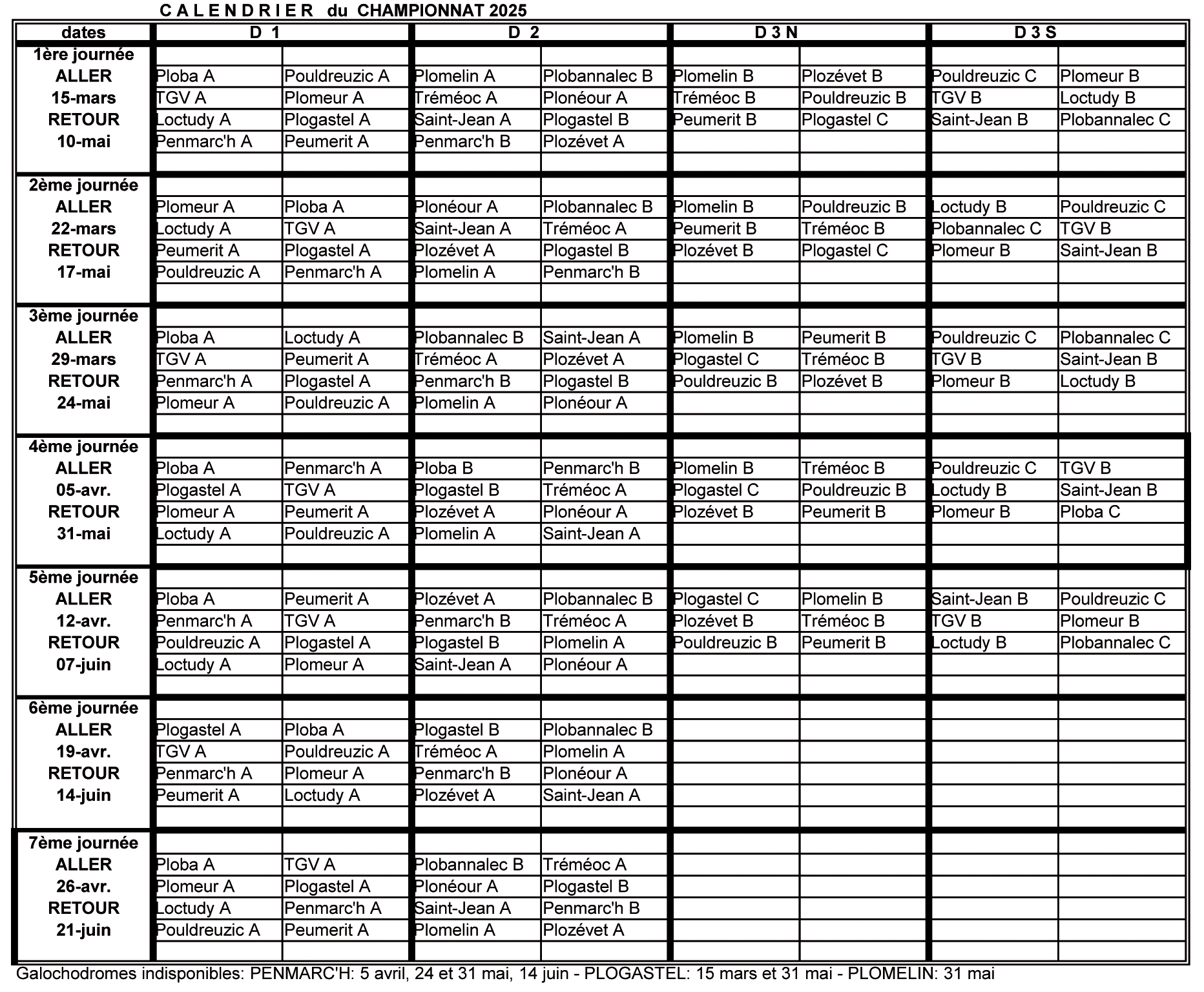 calendrier 2025
